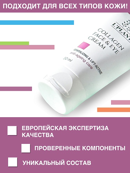 Омолаживающий лифтинг-крем для лица и век с коллагеном - Collagen Face & Eye Cream 50мл, L'PLANTS